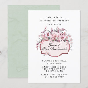 Chic Roos Gold Floral Bridesmaids Luncheon Invites