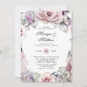 Chic Roos Gold Floral en Eucalyptus Wedding Invit Kaart (Voorkant)