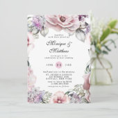 Chic Roos Gold Floral en Eucalyptus Wedding Invit Kaart (Staand voorkant)