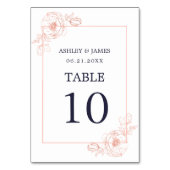 Chic Roos Gold Floral omlijnd marinesblauwe bruilo Kaart (Achterkant)