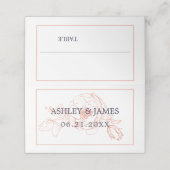 Chic Roos Gold Floral omlijnd marinesblauwe bruilo Plaatskaartje (Buitenkant ongevouwen)