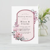 Chic Roos Gold Floral Wedding Shower-uitnodigingen (Staand voorkant)