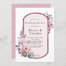 Chic Roos Gold Floral Wedding Shower-uitnodigingen