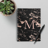 Chic Roos Gold Foil Black Marble Monogram Notitieboek