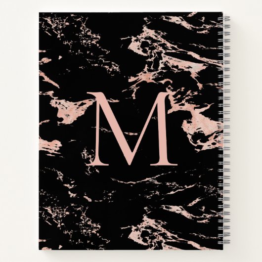 Chic Roos Gold Foil Black Marble Monogram Notitieboek (Achterkant)
