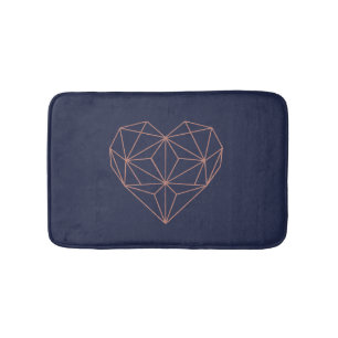 Chic Roos Gold Foil Geometric Heart op Navy Blue Badmat