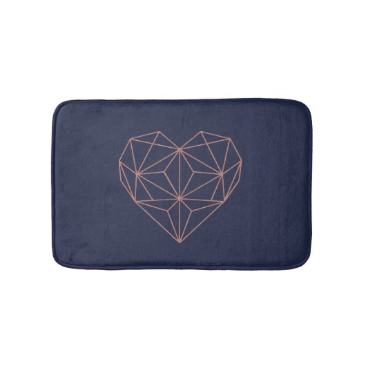 Chic Roos Gold Foil Geometric Heart op Navy Blue Badmat (Voorkant)