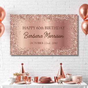 Chic Roos Gold Foil Glitter 60ste Verjaardag Scrip Spandoek