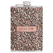 Chic Roos Gold Foil Leopard Print Speciaal Heupfles (Voorkant)