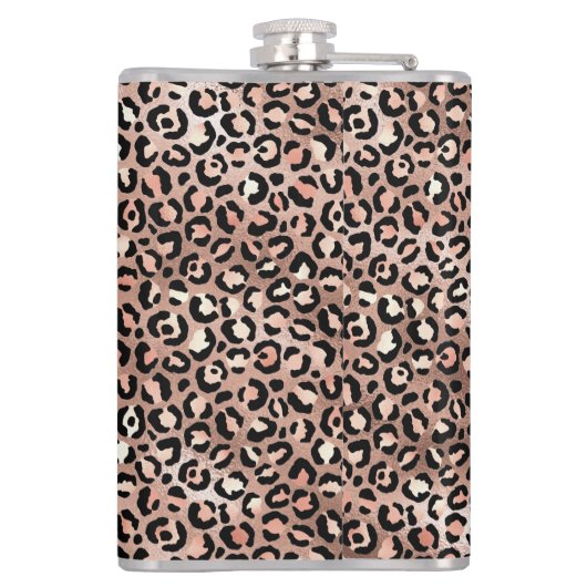 Chic Roos Gold Foil Leopard Print Speciaal Heupfles (Achterkant)