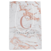 Chic Roos Gold Foil marble Monogram Medium Cadeauzakje (Voorkant)