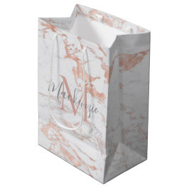 Chic Roos Gold Foil marble Monogram Medium Cadeauzakje