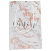 Chic Roos Gold Foil marble Monogram Medium Cadeauzakje (Voorkant)
