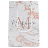 Chic Roos Gold Foil marble Monogram Medium Cadeauzakje (Achterkant)