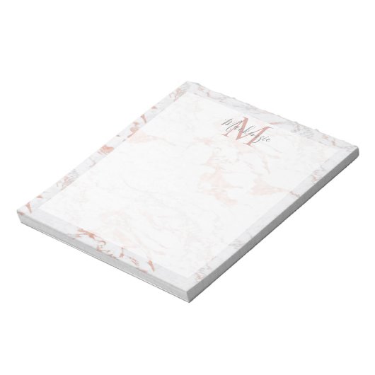 Chic Roos Gold Foil marble Monogram Notitieblok (Linkerzijde)