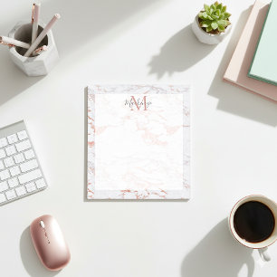 Chic Roos Gold Foil marble Monogram Notitieblok