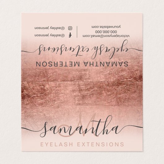 chic roos gold foil ombre blush eye aftercare visitekaartje (Buitenkant ongevouwen)