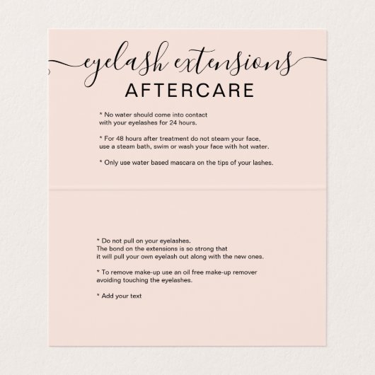 chic roos gold foil ombre blush eye aftercare visitekaartje (Binnenkant ongevouwen)