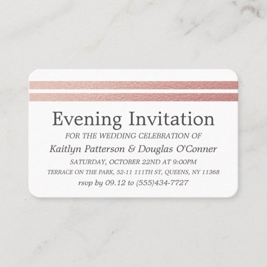 Chic Roos Gold Foil Stripes Evening Event Ticket (Voorkant)