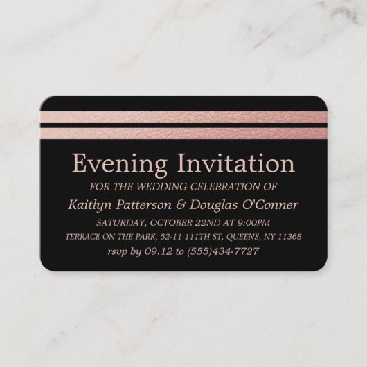 Chic Roos Gold Foil Stripes Evening Event Ticket (Voorkant)