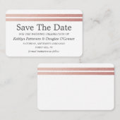 Chic Roos Gold Foil Stripes Save the Date Kaart Visitekaartje (Voorkant / Achterkant)