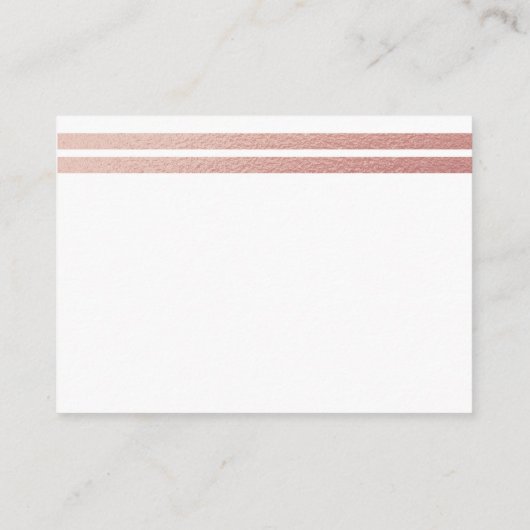 Chic Roos Gold Foil Stripes | Witte advieskaarten Informatiekaartje (Achterkant)