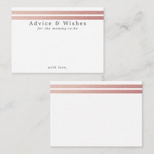 Chic Roos Gold Foil Stripes | Witte advieskaarten Informatiekaartje (Voorkant / Achterkant)