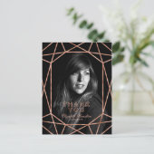 Chic Roos Gold Folie Afstuderen Dank u Foto Briefkaart (Staand voorkant)