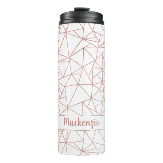 Chic Roos Gold Folie Geometrische naam of Monogram Thermosbeker (Voorkant)