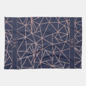 Chic Roos Gold Folie Geometrische Polygon Navy Bla Theedoek (Horizontaal)