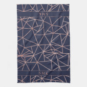 Chic Roos Gold Folie Geometrische Polygon Navy Bla Theedoek (Verticaal)