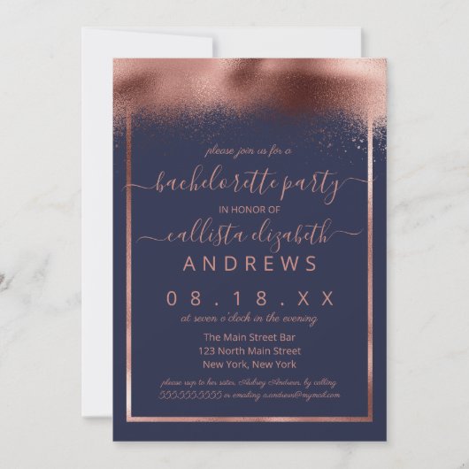 Chic Roos Gold Folie Gesproeid Confetti Bacheloret Kaart (Voorkant)