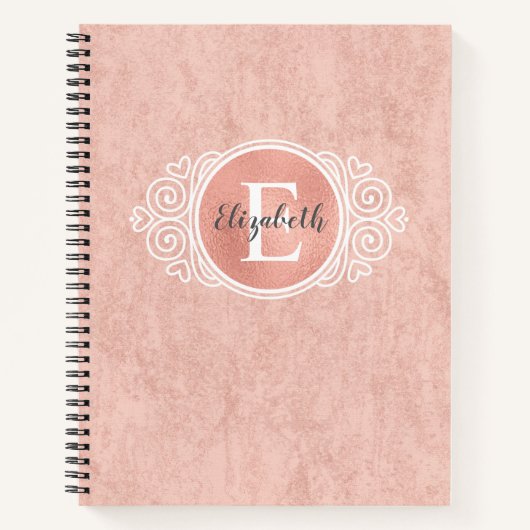 Chic Roos Gold Folie Monogram Naam Spiral Notitieb Notitieboek (Voorkant)