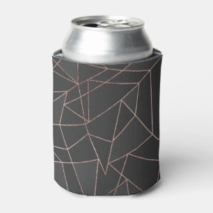 Chic Roos Gold Geometric Outline op zwarte houtsko Blikjeskoeler