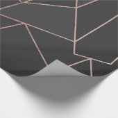 Chic Roos Gold Geometric Outline op zwarte houtsko Cadeaupapier (Hoek)