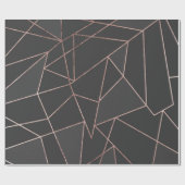 Chic Roos Gold Geometric Outline op zwarte houtsko Cadeaupapier (Vlak)