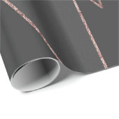 Chic Roos Gold Geometric Outline op zwarte houtsko Cadeaupapier (Rol Hoek)