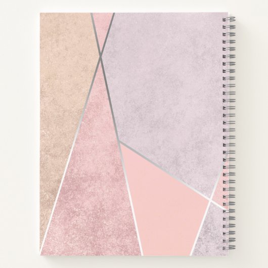 Chic Roos Gold Geometric Trendy Modern Pink Silver Notitieboek (Achterkant)