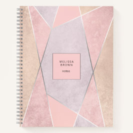Chic Roos Gold Geometric Trendy Modern Pink Silver Notitieboek