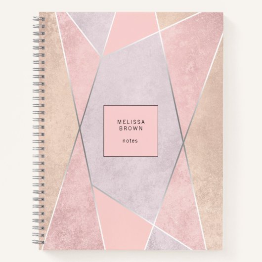 Chic Roos Gold Geometric Trendy Modern Pink Silver Notitieboek (Voorkant)