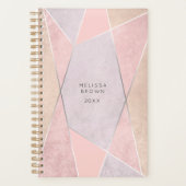 Chic Roos Gold Geometric Trendy Modern Pink Silver Planner (Voorkant)