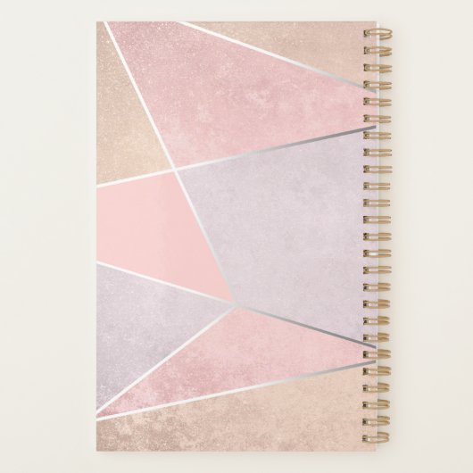 Chic Roos Gold Geometric Trendy Modern Pink Silver Planner (Achterkant)
