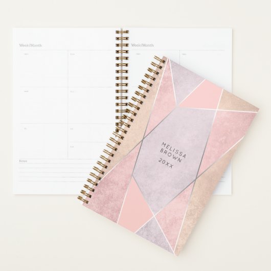 Chic Roos Gold Geometric Trendy Modern Pink Silver Planner (Display)