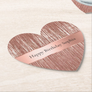 Chic Roos Gold Glam Tinsel Stripes Kerst Kartonnen Onderzetters