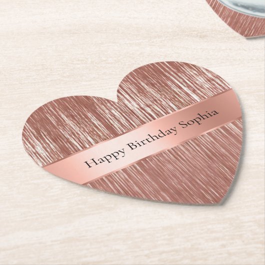 Chic Roos Gold Glam Tinsel Stripes Kerst Kartonnen Onderzetters (Gekanteld)