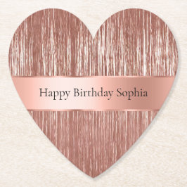 Chic Roos Gold Glam Tinsel Stripes Kerst Kartonnen Onderzetters