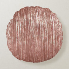 Chic Roos Gold Glam Tinsel Stripes Kerst Rond Kussen