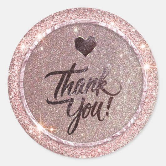 Chic roos Gold glitter bedankt Ronde Sticker (Voorkant)