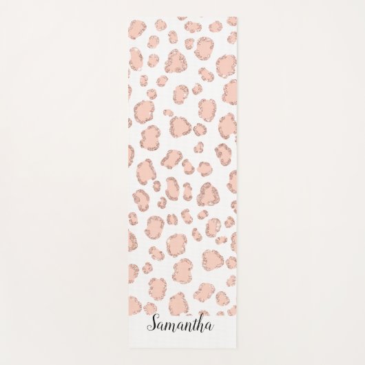 Chic roos gold glitter blush roze leopard yogamat (Voorkant)