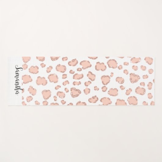 Chic roos gold glitter blush roze leopard yogamat (Voorkant (horizontaal))